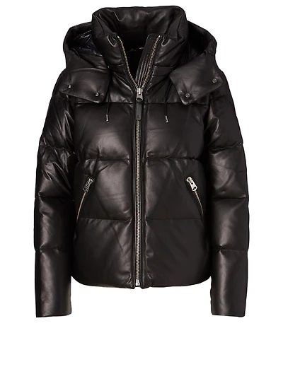 Tory Leather Down Jacket With Hood