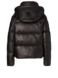 Tory Leather Down Jacket With Hood