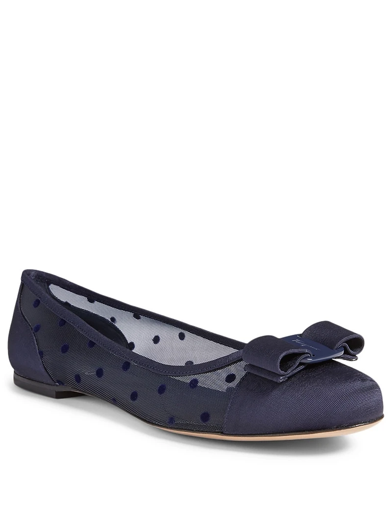 Varina Dots Pois Silk Tulle Ballet Flats