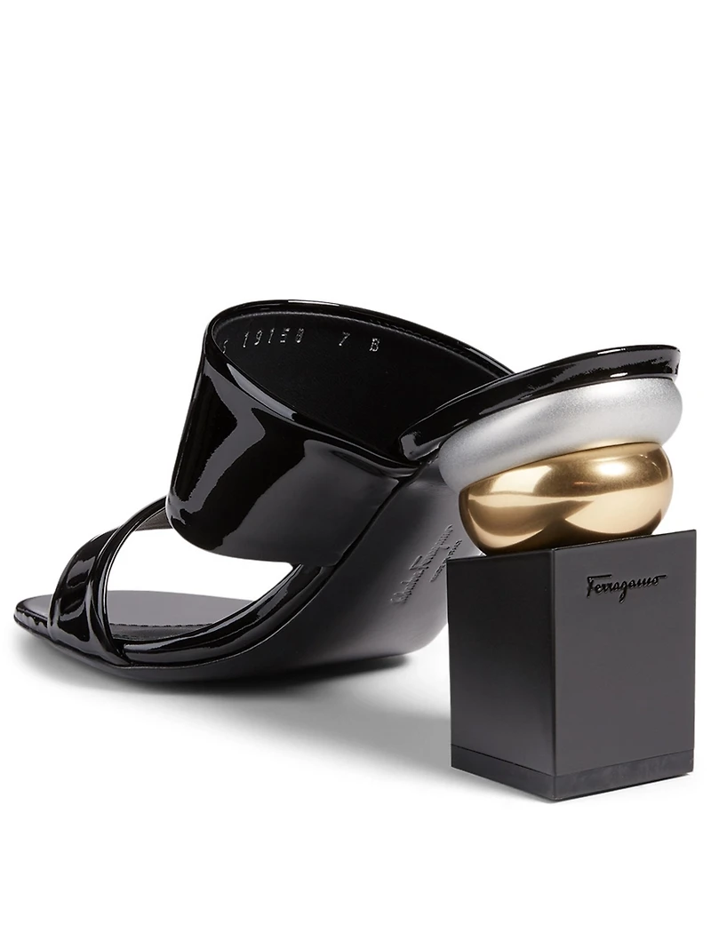 Lotten Patent Leather Geometric-Heeled Sandals