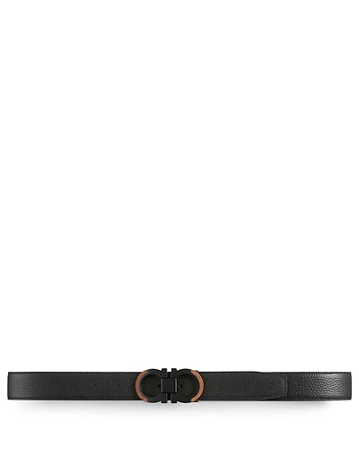 Adjustable Reversible Leather Gancini Belt
