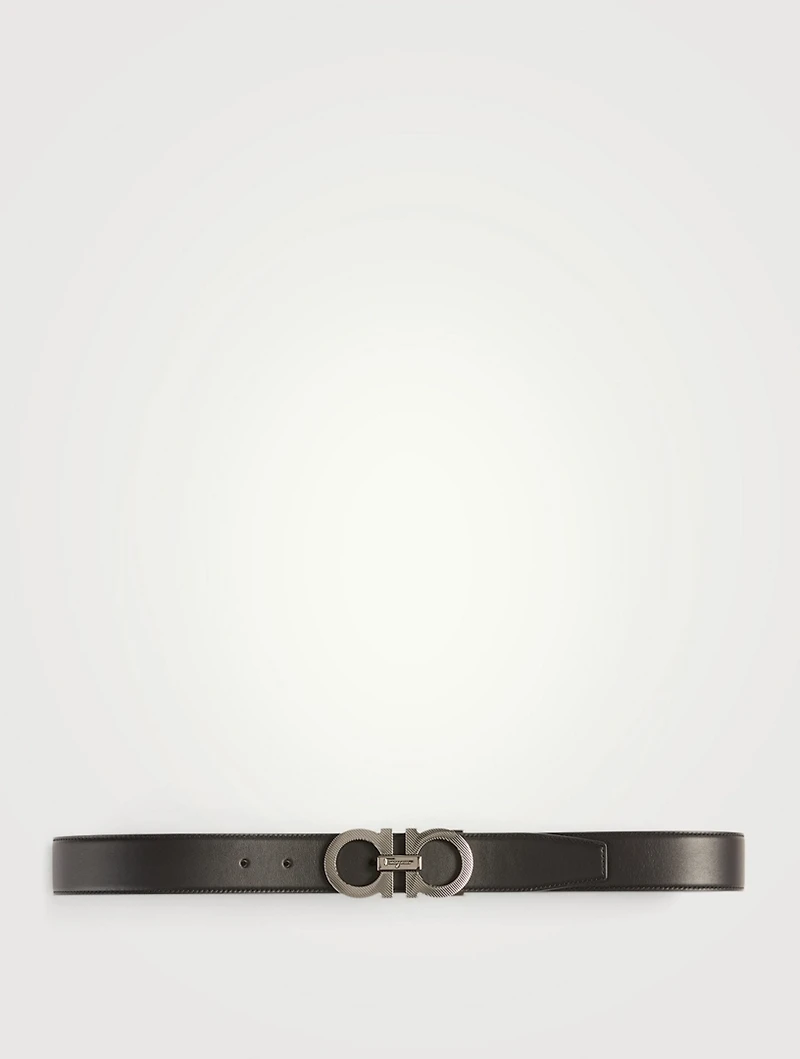 Adjustable Reversible Leather Gancini Belt