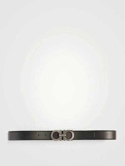 Adjustable Reversible Leather Gancini Belt