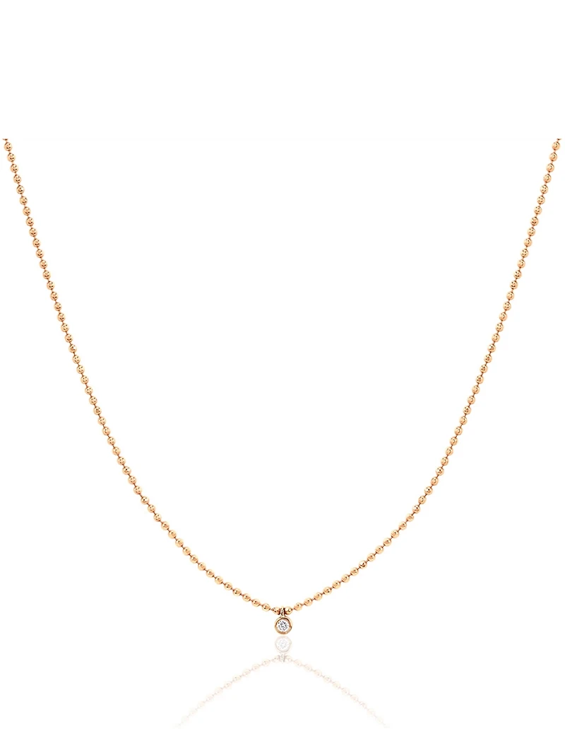14K Gold Bezel Necklace With Diamond