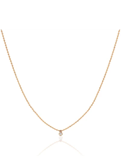 14K Gold Bezel Necklace With Diamond