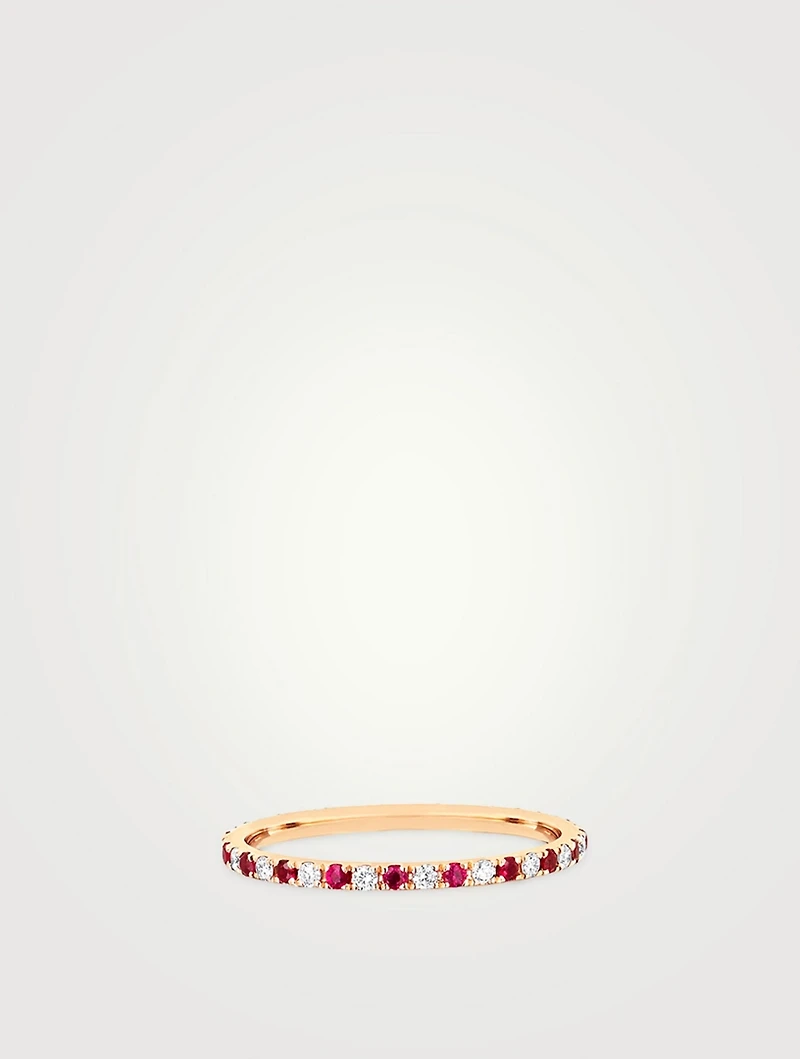 14K Gold Eternity Ring With Diamonds And Rubies