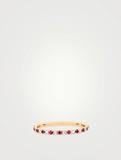 14K Gold Eternity Ring With Diamonds And Rubies