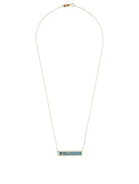 Gold Opal Inlay Bar Necklace With Diamonds