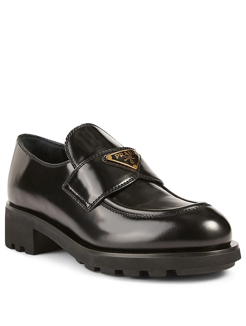 Leather Lug Heeled Loafers
