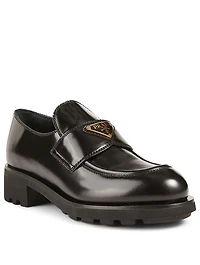 Leather Lug Heeled Loafers