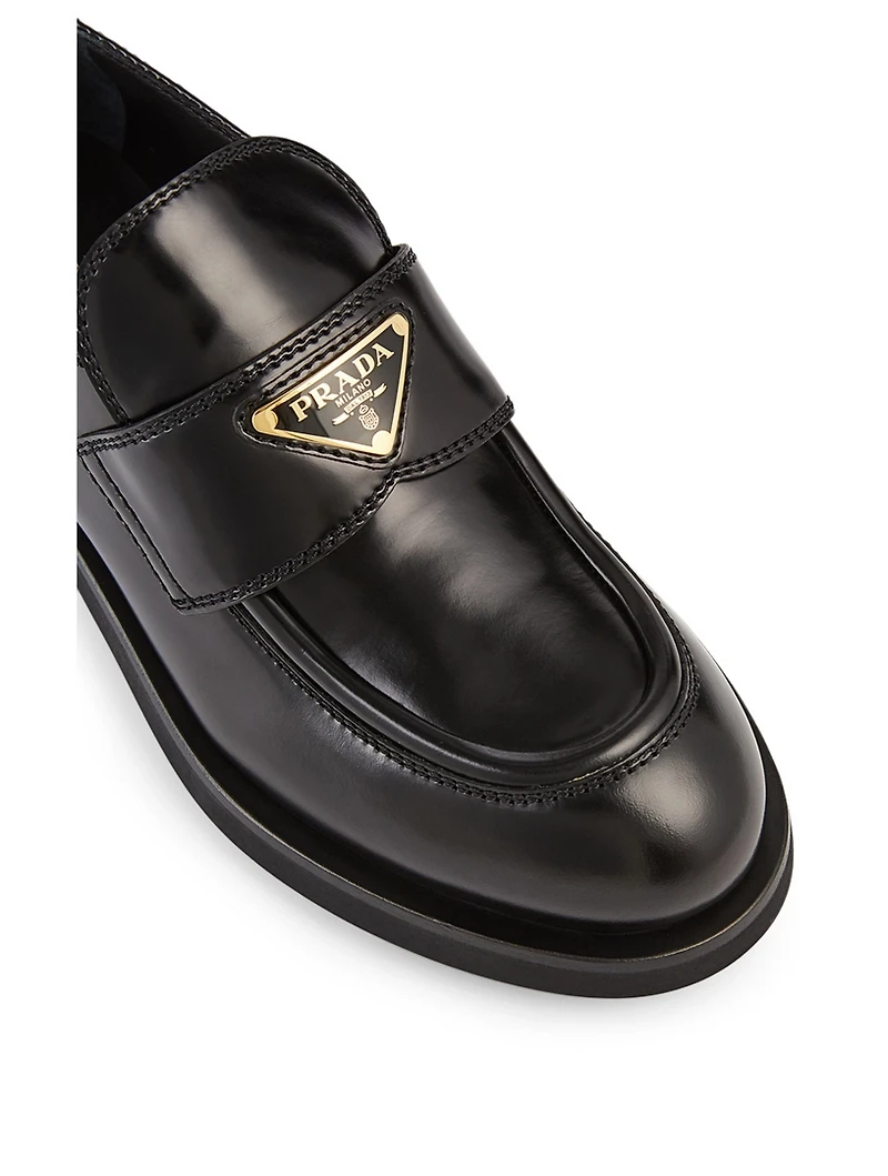Leather Lug Heeled Loafers