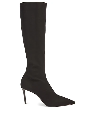 Technical Fabric Heeled Knee-High Boots