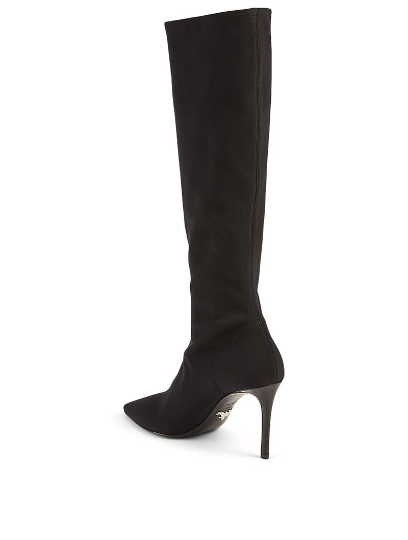 Technical Fabric Heeled Knee-High Boots