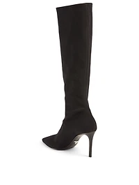 Technical Fabric Heeled Knee-High Boots
