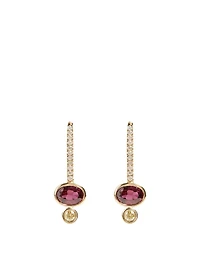 Oval Drop Earrings With Red Sapphire And Diamonds