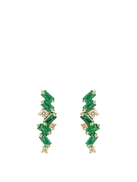 Rainbow Fireworks 18K Gold Earrings With Emeralds And Diamonds