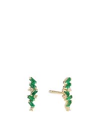 Rainbow Fireworks 18K Gold Earrings With Emeralds And Diamonds