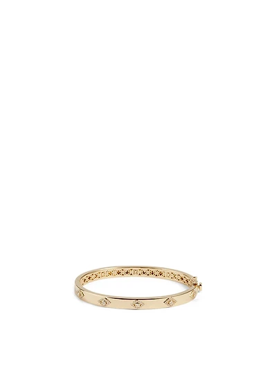 14K Gold Evil Eye Bangle Bracelet With Diamonds
