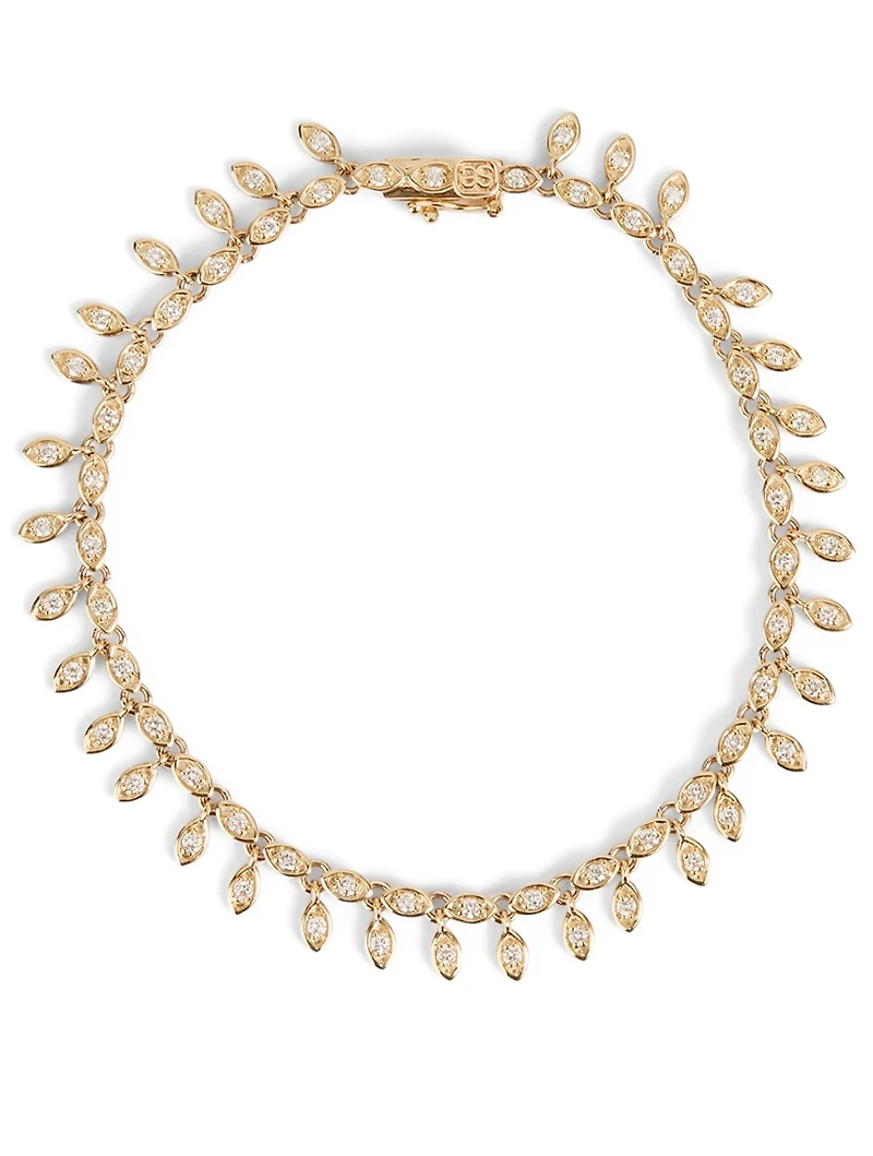 14K Gold Marquise Eye Eternity Fringe Bracelet With Diamonds