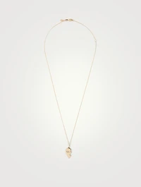 14K Gold Mizpah Left Evil Eye Heart Necklace With Diamonds