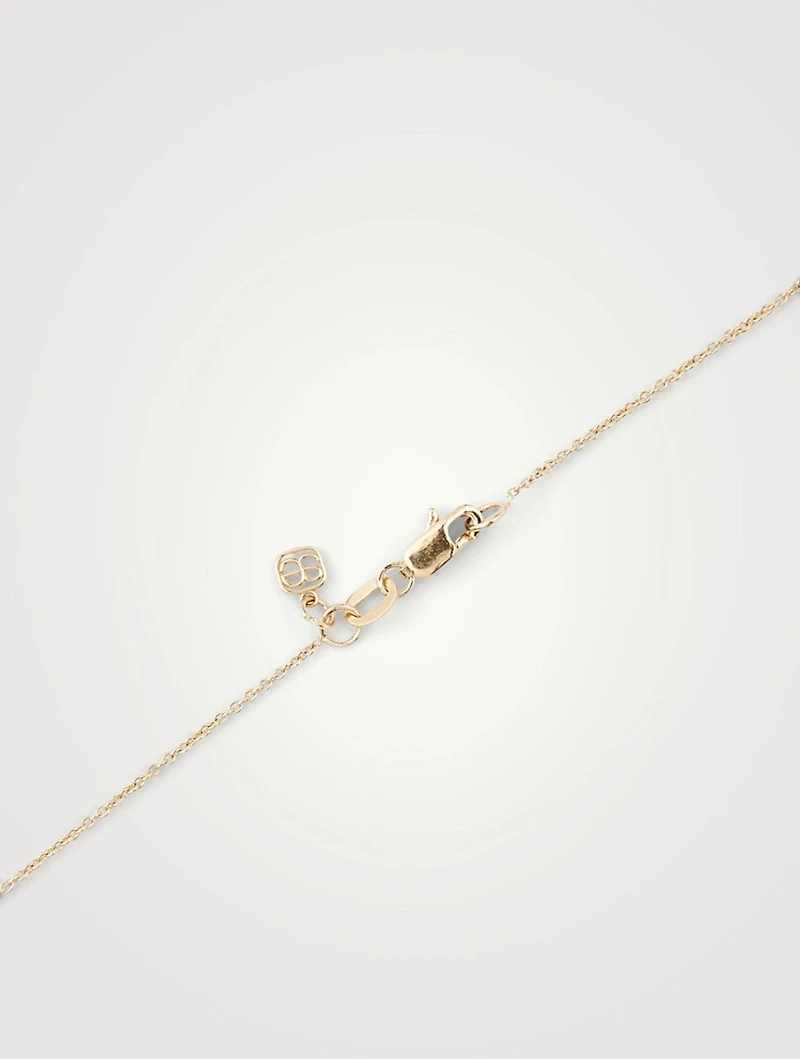 14K Gold Mizpah Left Evil Eye Heart Necklace With Diamonds