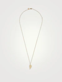 14K Gold Mizpah Right Evil Eye Heart Necklace With Diamonds