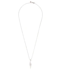 14K White Gold Lightning Bolt Charm Necklace With Diamonds