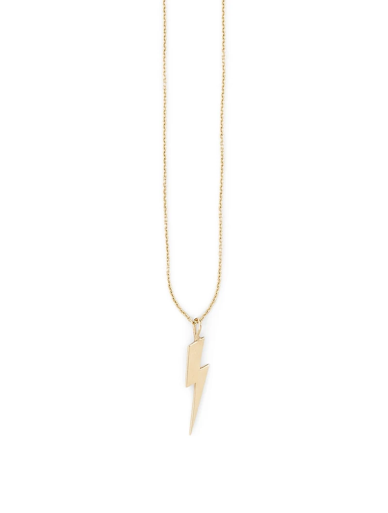 14K Gold Pure Lightning Bolt Necklace