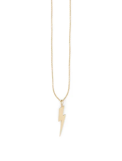 14K Gold Pure Lightning Bolt Necklace