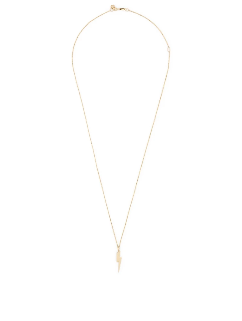 14K Gold Pure Lightning Bolt Necklace