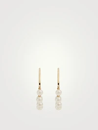 Medium 14K Pearl Drop Hoop Earrings