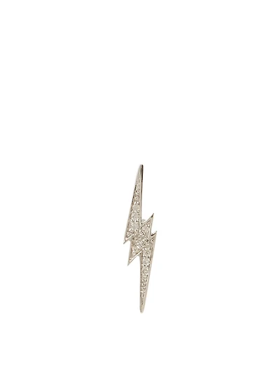 14K White Gold Lightning Bolt Stud Earring With Diamonds