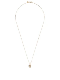 Small 14K Gold Monstera Leaf Charm Necklace With Diamonds