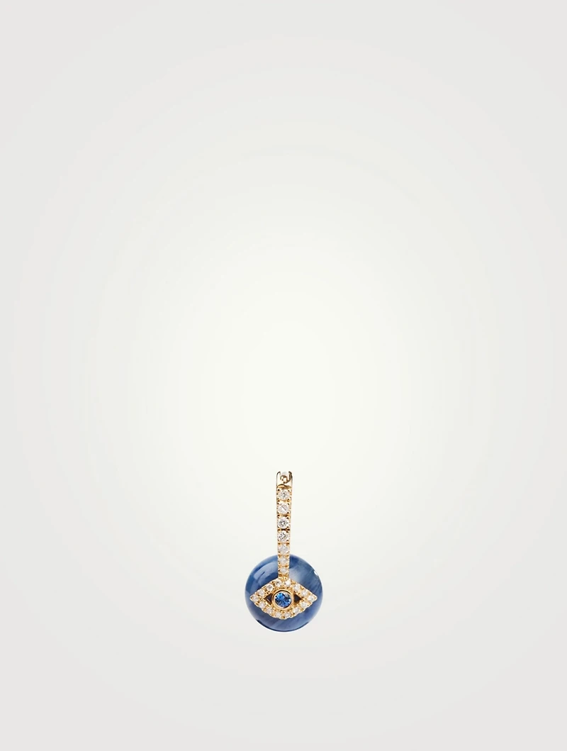 14K Gold Evil Eye Bead Earring With Diamonds