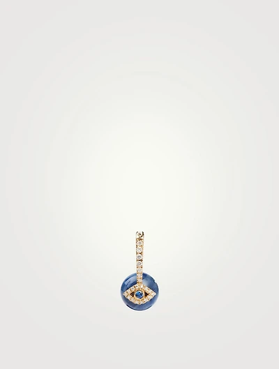 14K Gold Evil Eye Bead Earring With Diamonds