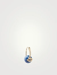 14K Gold Evil Eye Bead Earring With Diamonds