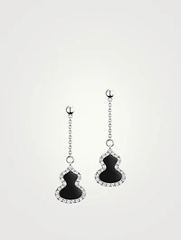 Petite Wulu 18K White Gold Drop Earrings With Onyx And Diamonds