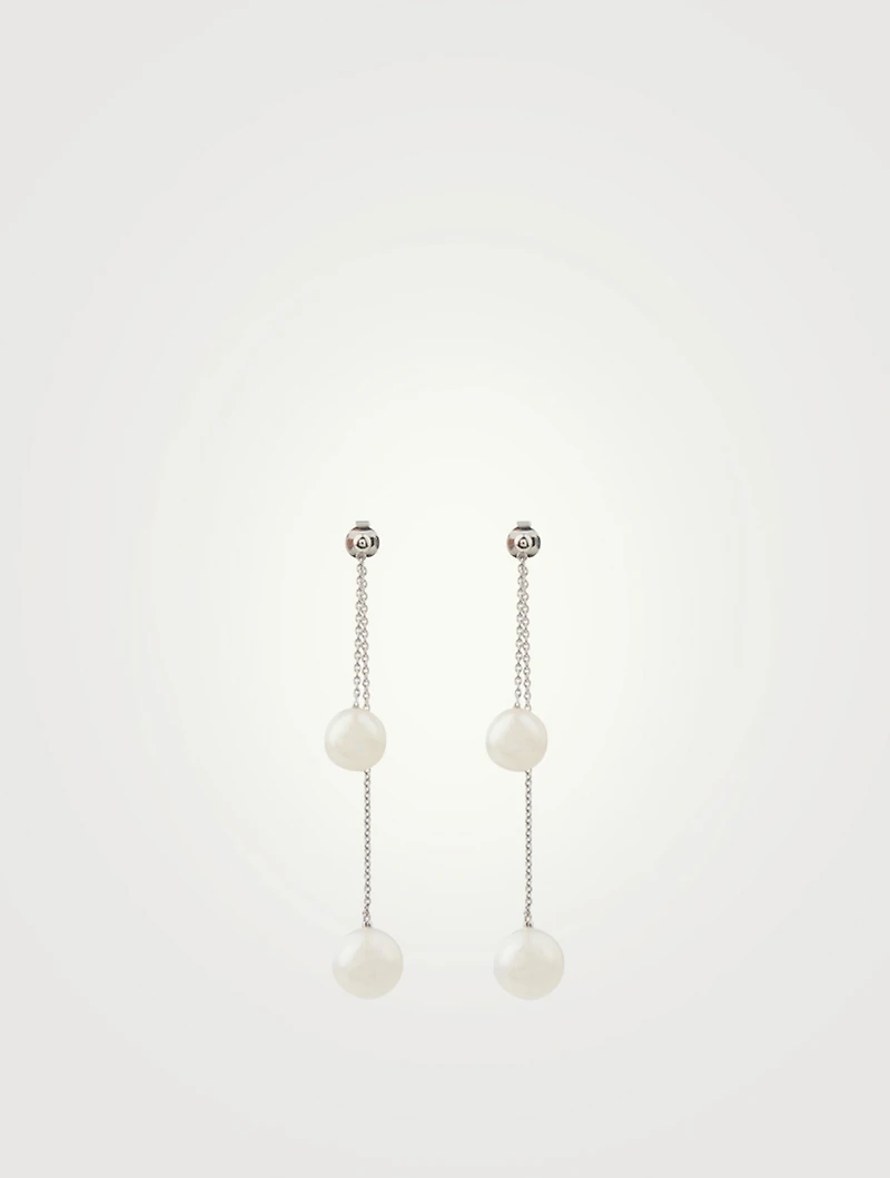 18K White Gold Pearl Front-To-Back Earrings