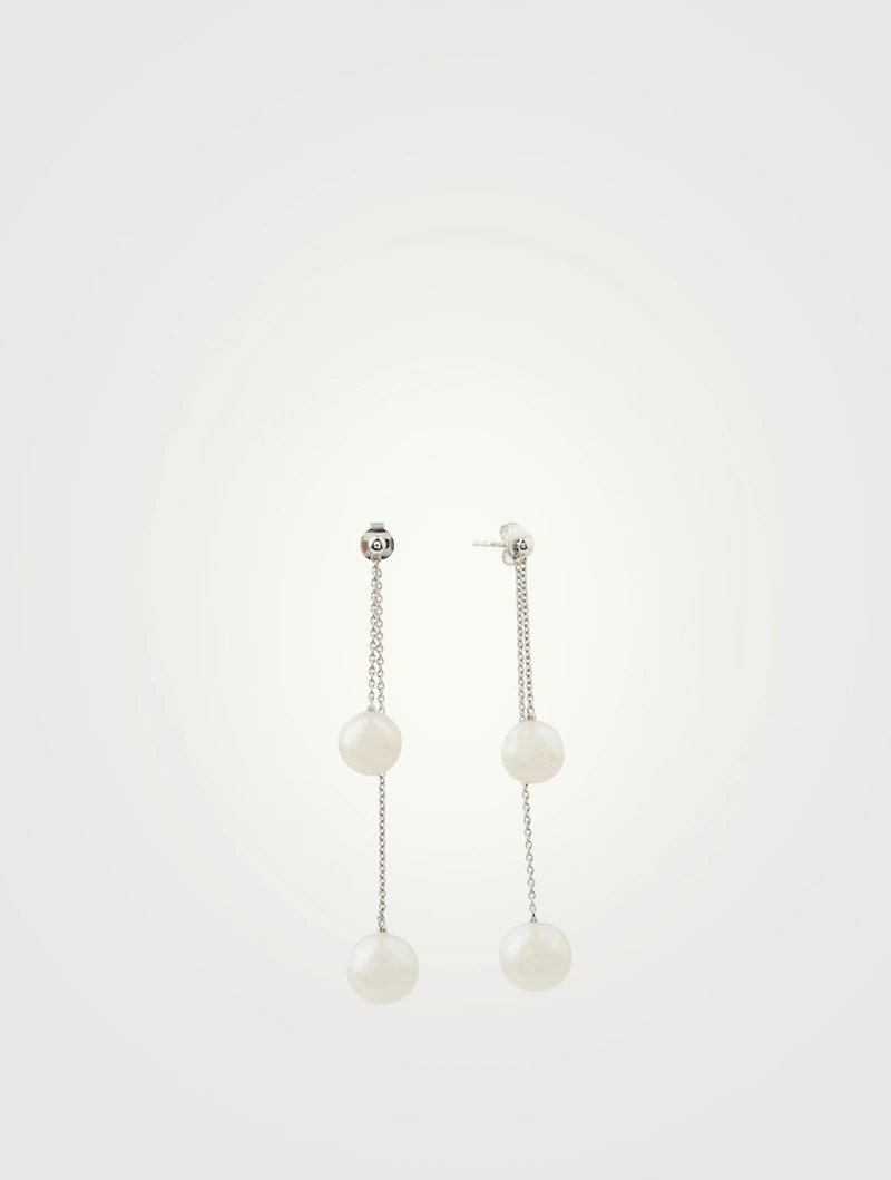 18K White Gold Pearl Front-To-Back Earrings