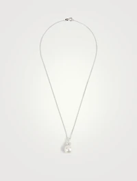 18K White Gold Pearl And Diamond Pendant Necklace