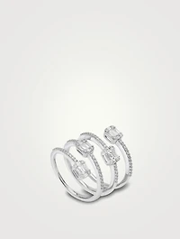 18K White Gold Spiral Ring With Diamonds