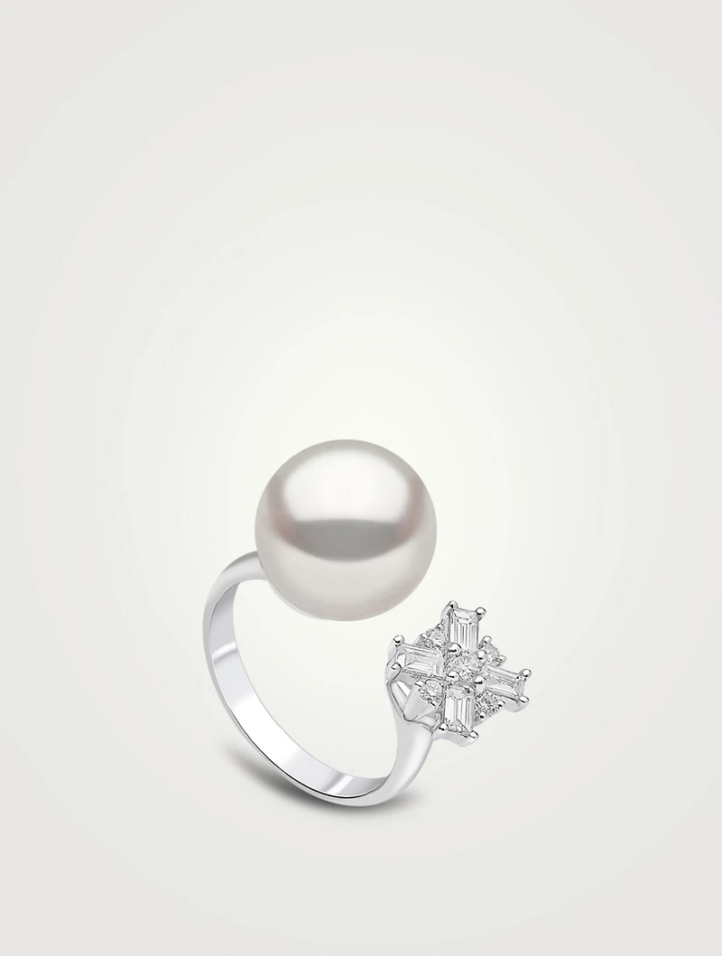 18K White Gold Pearl And Diamond Ring