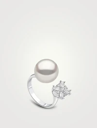 18K White Gold Pearl And Diamond Ring