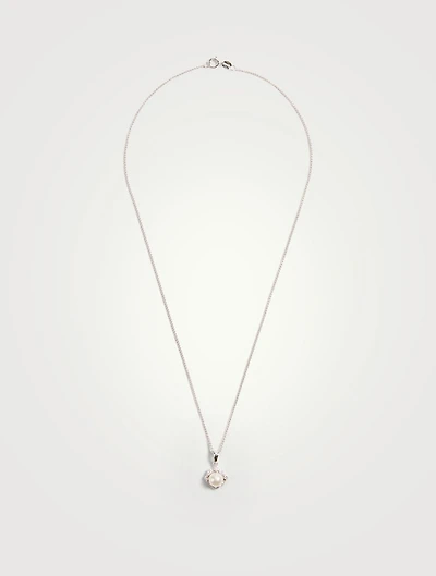 18K White Gold Pearl And Diamond Pendant