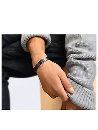 33g Brushed Black Sterling Silver Ribbon Cuff Bracelet