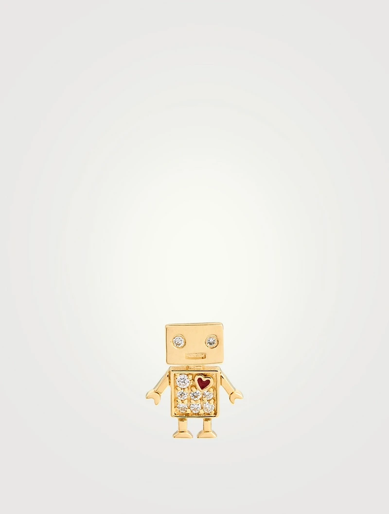 Robot Stud Earring With Diamonds