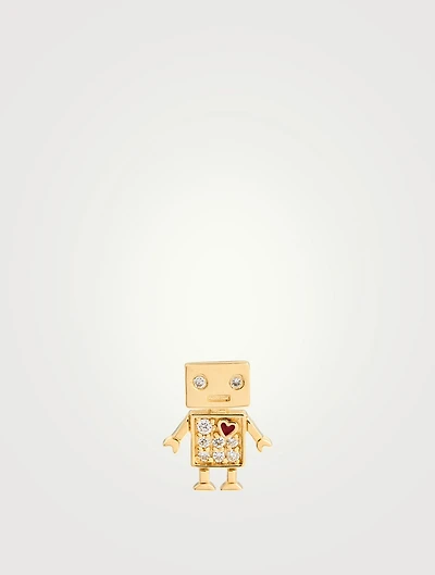Robot Stud Earring With Diamonds