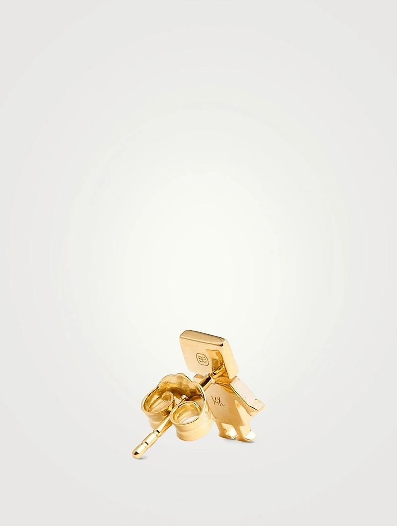 Robot Stud Earring With Diamonds