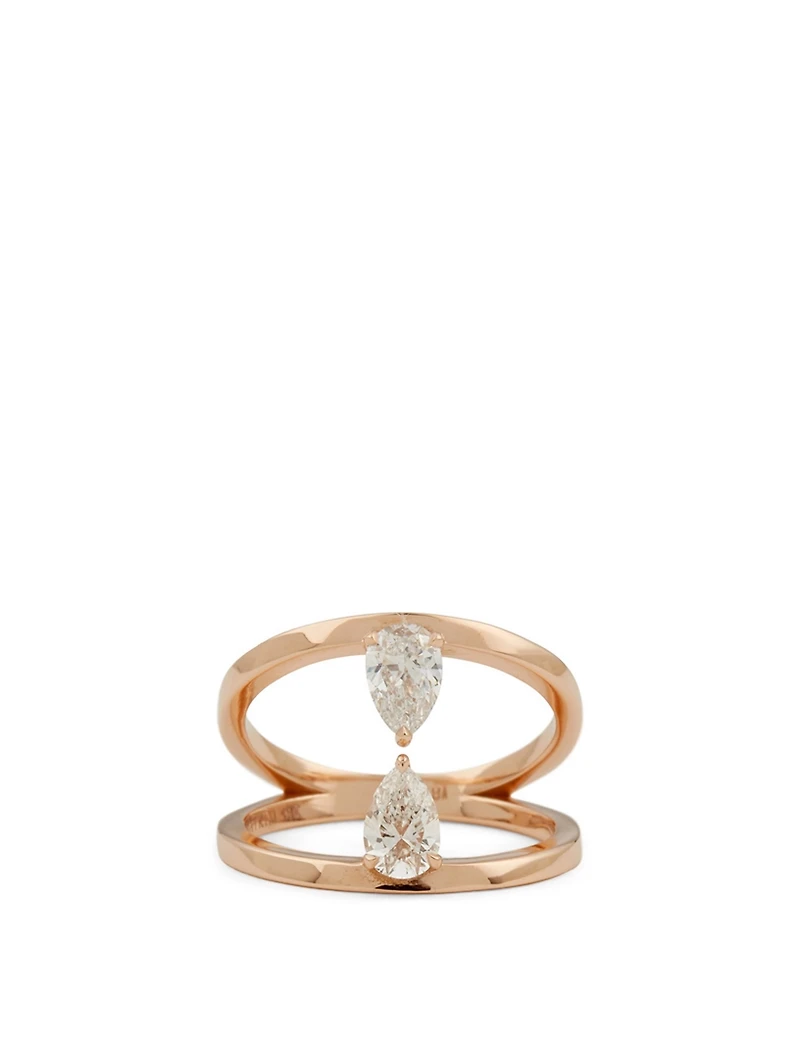 Duet 18K Rose Gold Pear Ring With Diamonds