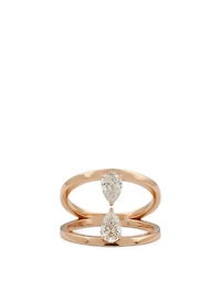 Duet 18K Rose Gold Pear Ring With Diamonds